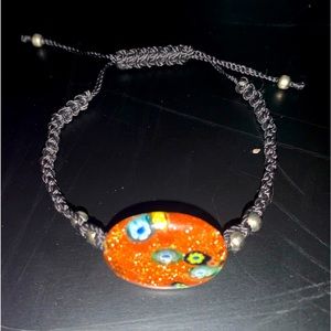 Rust multi Stone black material bracelet